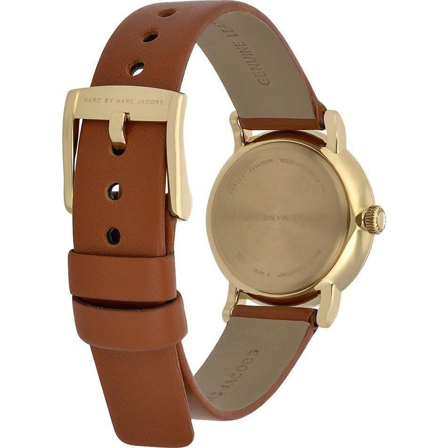Marc Jacobs Baker White Dial Brown Leather Strap Watch for Women - MBM1317