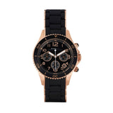 Marc Jacobs Rock Chronograph Black Dial Black Silicone Steel Strap Watch for Women - MBM2553