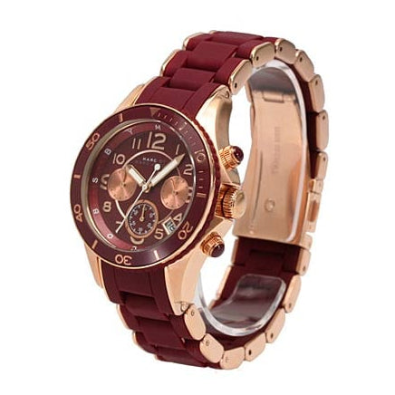 Marc Jacobs Rock Chronograph Red Dial Red Silicone Strap Watch for Women - MBM2596