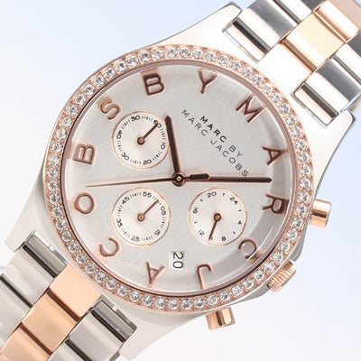Marc Jacobs Henry Chronograph Silver Dial Two Tone Steel Strap Watch for Women - MBM3106
