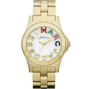 Marc Jacobs Rivera White Dial Yellow Gold Strap Watch for Women - MBM3137