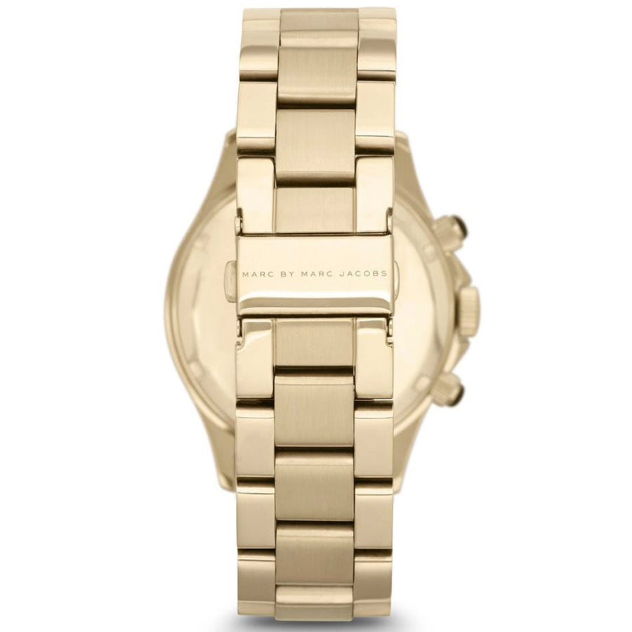 Marc Jacobs Rock Chronograph Black Dial Gold Steel Strap Watch for Women - MBM3253