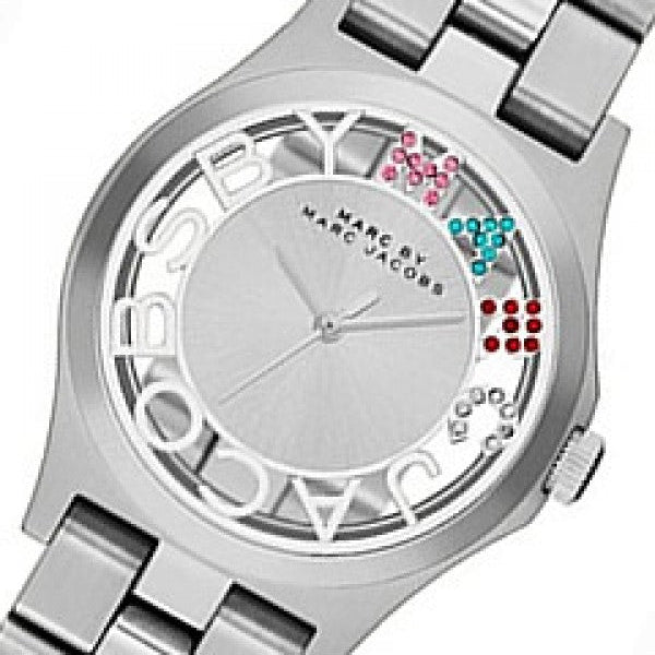 Marc Jacobs Henry Skeleton Silver Dial Silver Steel Strap Watch for Women - MBM3262