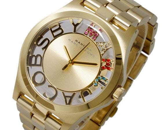 Marc Jacobs Henry Skeleton Gold Dial Gold Steel Strap Watch for Women - MBM3263
