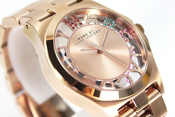 Marc Jacobs Henry Skeleton Rose Gold Dial Rose Gold Steel Strap Watch for Women - MBM3264