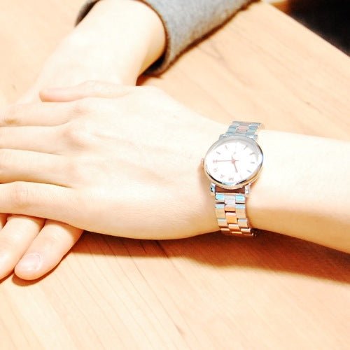 Marc Jacobs Baker White Dial Two Tone Steel Strap Watch for Women - MBM3331