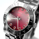 Marc Jacobs Amy Red Dial Silver Stainless Steel Strap Watch for Women - MBM3335