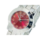 Marc Jacobs Amy Red Dial Silver Stainless Steel Strap Watch for Women - MBM3333