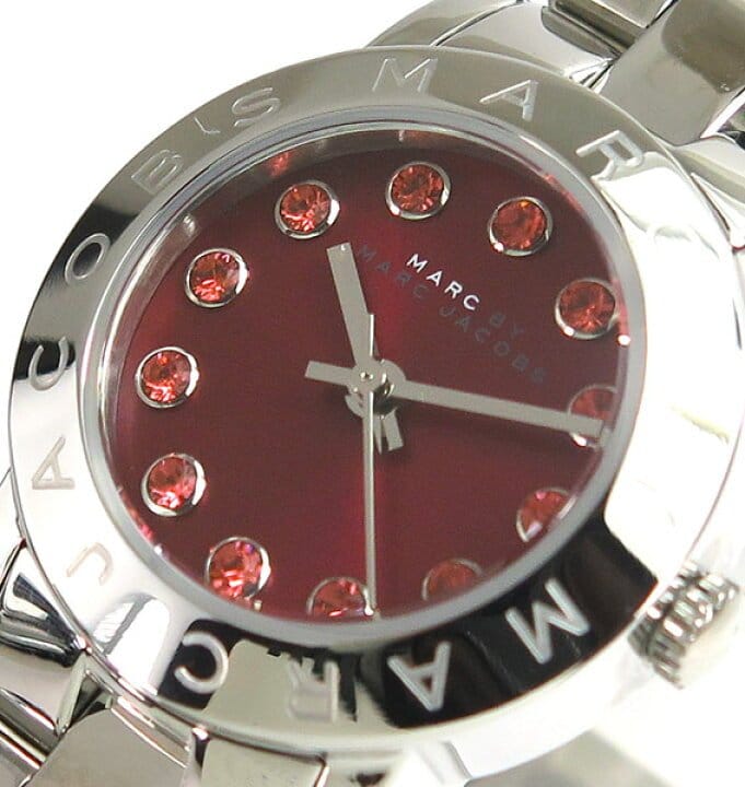 Marc Jacobs Amy Red Dial Silver Steel Strap Watch for Women - MBM3335