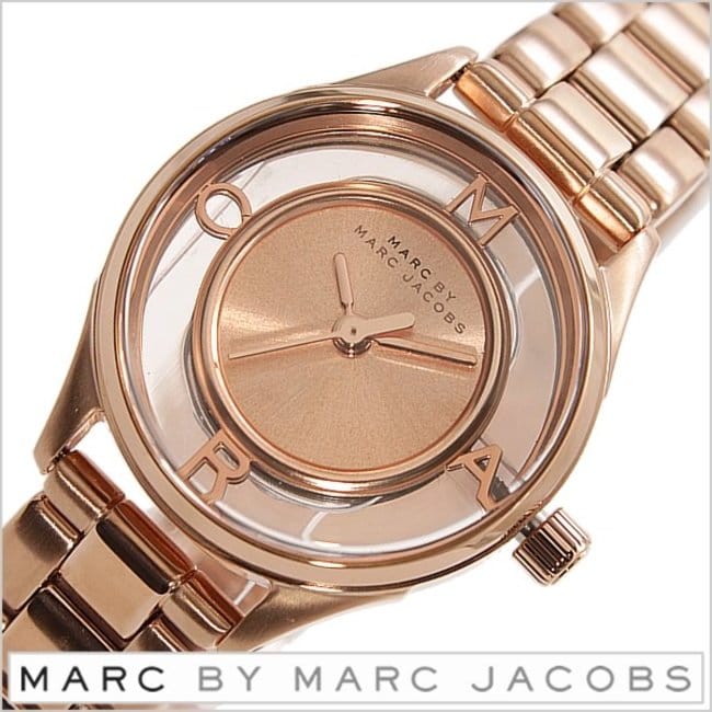 Marc Jacobs Tether Transparent Rose Gold Dial Rose Gold Steel Strap Watch for Women - MBM3417