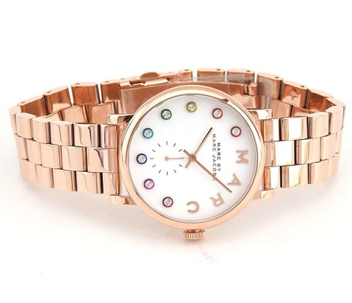 Marc Jacobs Baker White Dial Rose Gold Steel Strap Watch for Women - MBM3441