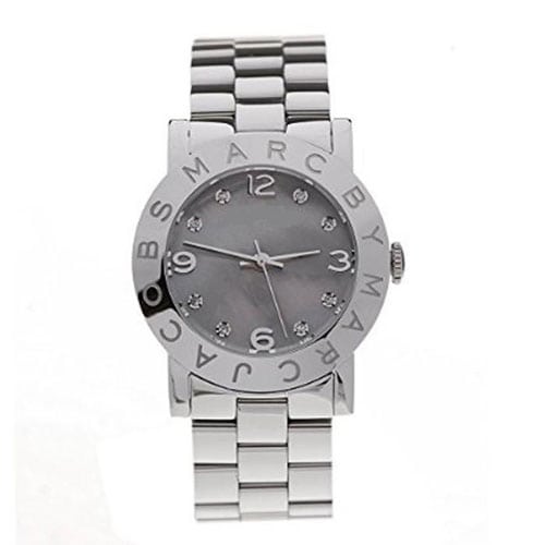 Marc Jacobs Amy Analog Mother of Pearl Grey Dial Silver Steel Strap Watch for Women - MBM8608