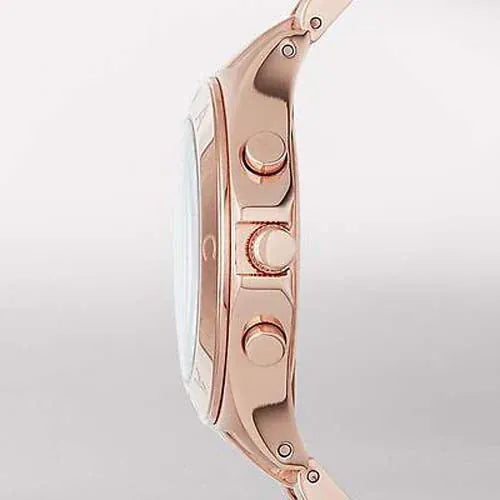 Marc Jacobs Blade Chronograph Mother of Pearl White Dial Rose Gold Steel Strap Watch for Women - MBM8637
