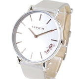 Coach Perry Silver DIal White Leather Strap Watch for Women - 14503116