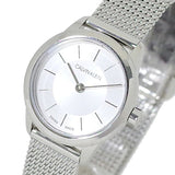 Calvin Klein Minimal White Dial Silver Mesh Bracelet Watch for Women - K3M23126