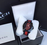 Gucci Dive Blue & Red Dial Blue & Red Nylon Strap Watch For Men - YA136214