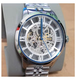 Fossil Townsman Automatic Skeleton Silver Dial Silver Steel Strap Watch for Men - ME3044