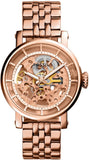 Fossil Boyfriend Automatic Skeleton Rose Gold Dial Rose Gold Steel Strap Watch for Women - ME3065