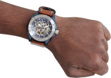 Fossil Modern Machine Automatic Skeleton Silver Dial Brown Leather Strap Watch for Men - ME3135