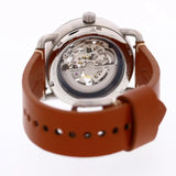 Fossil Commuter Automatic Skeleton Blue Dial Brown Leather Strap Watch for Men - ME3159