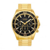 Guess Chaser Chronograph Black Dial Gold Steel Strap Watch for Men - W0170G2