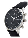 Emporio Armani Gianni Chronograph Black Dial Black Leather Strap Watch For Men - AR0397