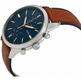 Fossil Townsman Chronograph Blue Dial Brown Leather Strap Watch for Men - FS5279