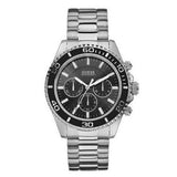 Guess Chaser Chronograph Black Dial Silver Steel Strap Watch for Men - W0170G1