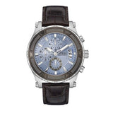 Guess Pinnacle Chronograph Quartz Blue Dial Brown Leather Strap Watch For Men - W0673G1