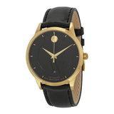 Movado 1881 Automatic Black Dial Black Leather Strap Watch For Men - 606875