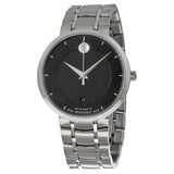 Movado 1881 Automatic Black Dial Silver Steel Strap Watch for Men - 606914