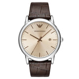 Emporio Armani Luigi Analog Bronze Dial Brown Leather Strap Watch For Men - AR11096