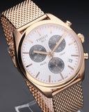 Tissot T Classic PR 100 White Dial Rose Gold Mesh Bracelet Watch For Men - T101.417.33.031.01