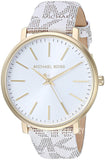 Michael Kors Pyper Quartz Silver Dial White Leather Strap Watch For Women - MK2858