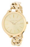 Michael Kors Runway Gold Dial Gold Steel Strap Watch for Women - MK3222