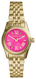 Michael Kors Lexington Quartz Pink Dial Gold Steel Strap Watch For Women - MK3270