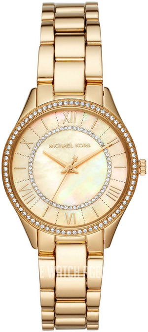 Michael Kors Lauryn Quartz Mother of Pearl Gold Dial Gold Steel Strap Watch For Women - MK4490