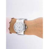 Michael Kors Dylan Glitz Chronograph White Dial Silver Steel Strap Watch For Women - MK5411