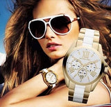 Michael Kors Bradshaw Chronograph White Dial Two Tone Steel Strap Watch For Women - MK5743