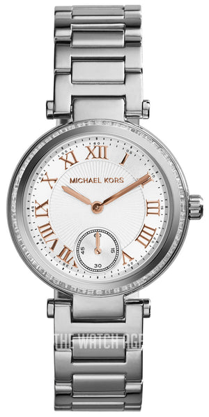 Michael Kors Skylar Quartz White Dial Silver Steel Strap Watch For Women - MK5970