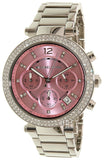 Michael Kors Parker Chronograph Pink Dial Silver Steel Strap Watch For Women - MK6105