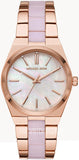 Michael Kors Channing Quartz Mother of Pearl Pink Dial Two Tone Steel Strap Watch For Women - MK6652