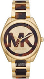 Michael Kors Janelle Three-Hand Gold Dial Two Tone Steel Strap Watch For Women - MK7136