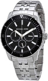 Michael Kors Cunningham Multifunction Black Dial Silver Steel Strap Watch For Men - MK7156