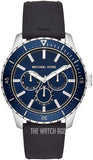 Michael Kors Cunningham Multifunction Blue Dial Black Rubber Strap Watch For Men - MK7160