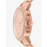 Michael Kors Ritz Chronograph Rose Gold Dial Rose Gold Steel Strap Watch For Women - MK7223