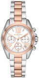 Michael Kors Bradshaw Chronograph White Dial Two Tone Steel Strap Watch For Women - MK7258