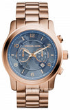 Michael Kors Runway Stop Hunger Quartz Blue Dial Rose Gold Steel Strap Watch For Men - MK8358