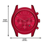 Michael Kors Lexington Chronograph Red Dial Red Steel Strap Watch For Men - MK8814