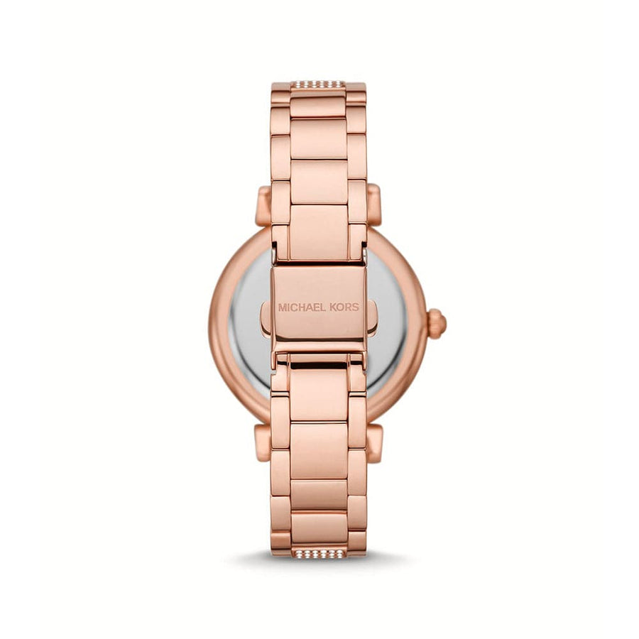 Michael Kors Abbey Three-Hand Analog Crystals Rose Gold Dial Rose Gold Steel Strap Watch for Women - MK4617